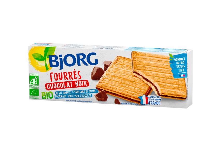 Biscuits Biscuits Fourres Chocolat Noir 225g Bjorg