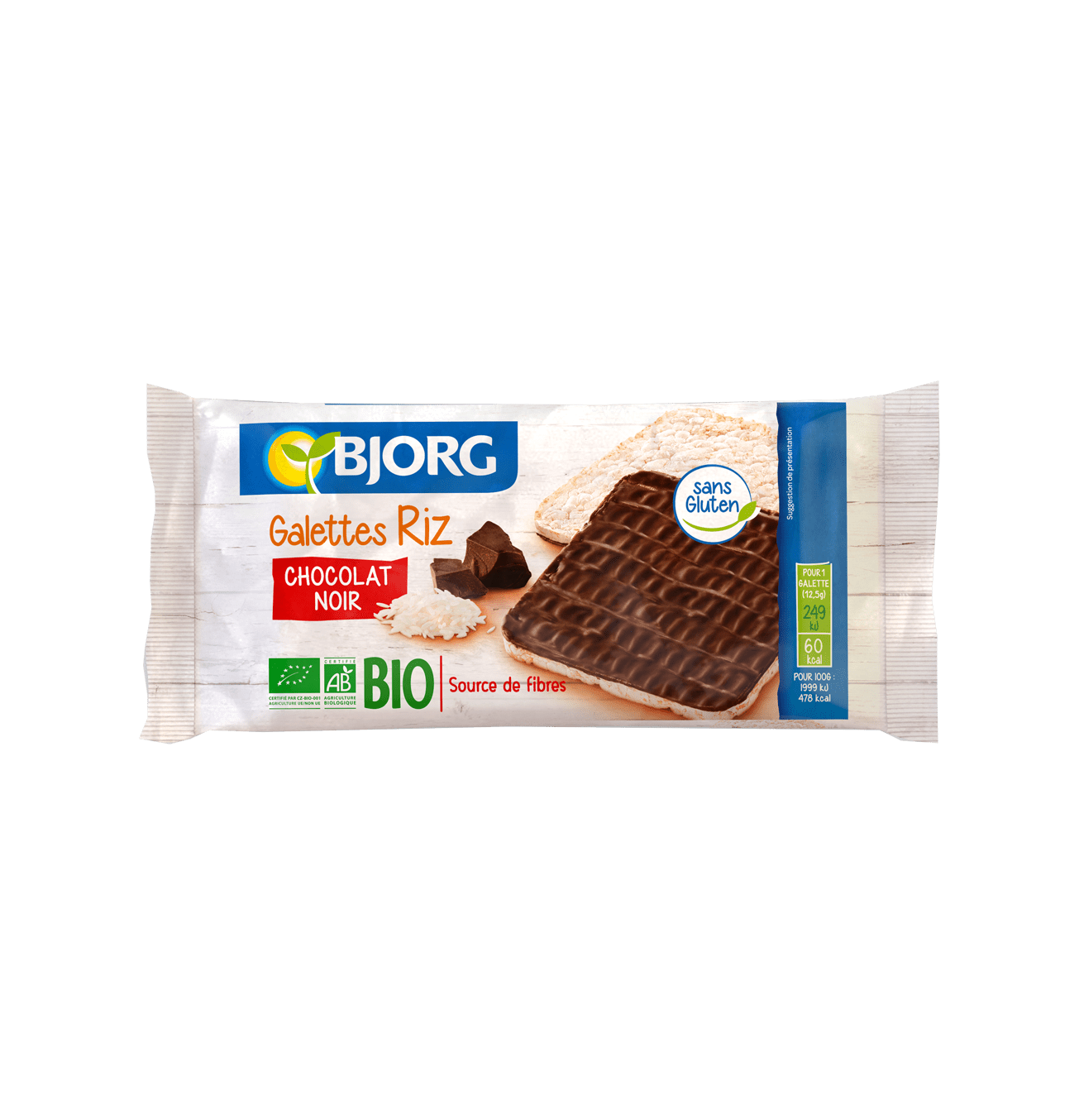 Galettes riz fines chocolat noir 100g - Bjorg